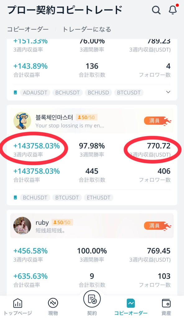 bitget(ビットゲット)良いコピートレーダーの選び方5