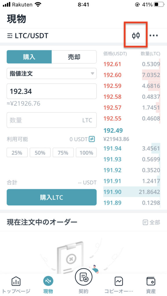 Bitgetチャート画面1