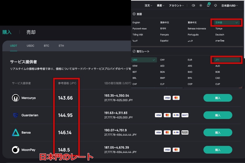 CoinEX日本語レート