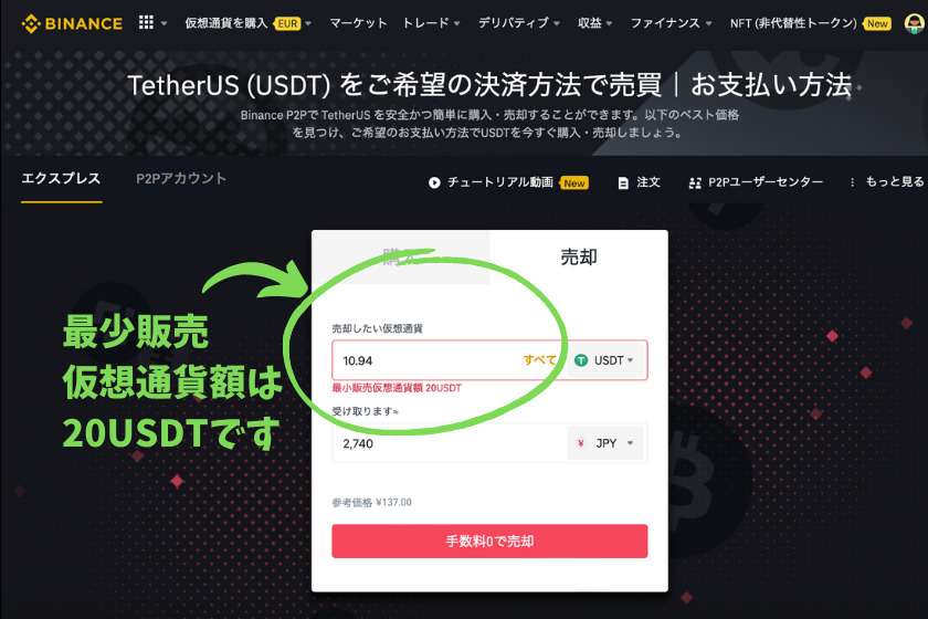 Binance P2P 売却エクスプレス