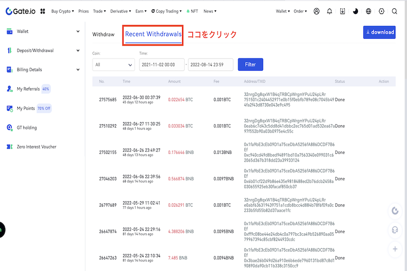 Gate.io出金できない「トランザクション確認方法3」