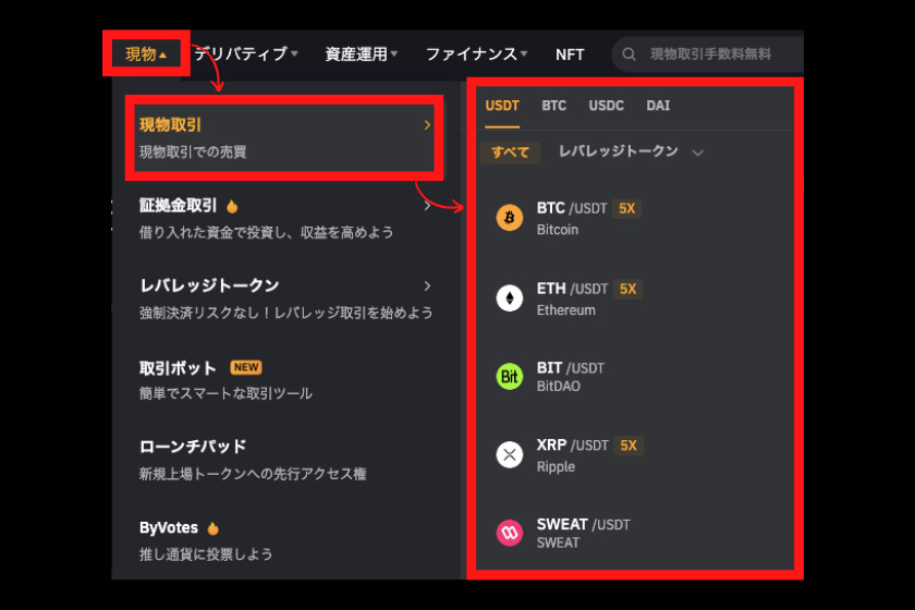 画像11：Bybit使い方「現物取引1」