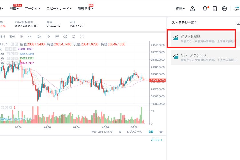 Bitget　現物グリッド取引を行う手順2