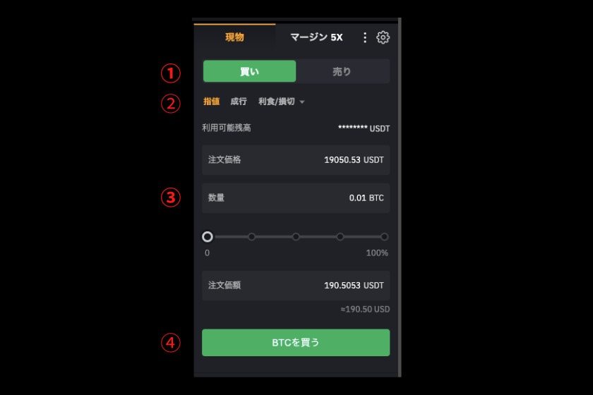 画像12：Bybit使い方「現物取引2」