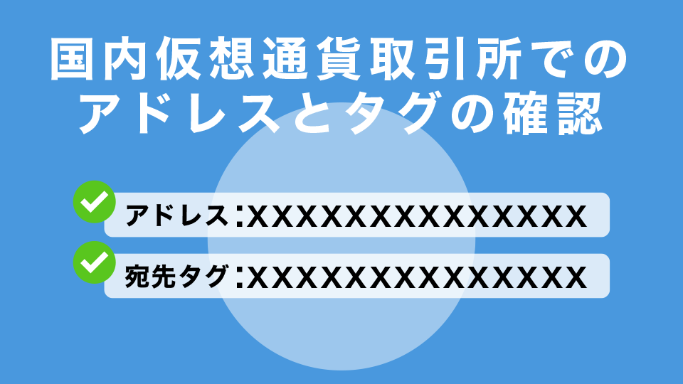 国内仮想通貨取引所でアドレスとタグを確認