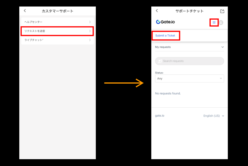 画像⑧：Gate.ioログイン「カスタマーサポート②」