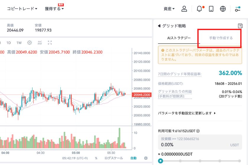 Bitget　現物グリッド取引を行う手順4