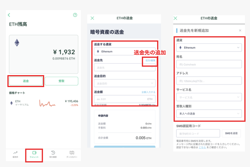 画像③GMXステーキングコインチェクETH送金