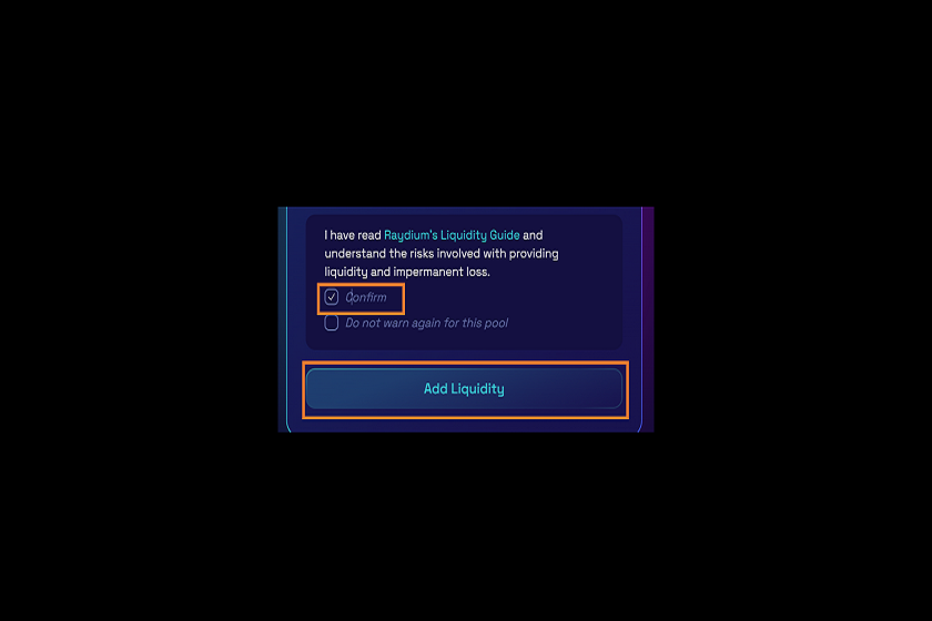 画像⑥：Raydium使い方「Confirm、Add Liquidity」