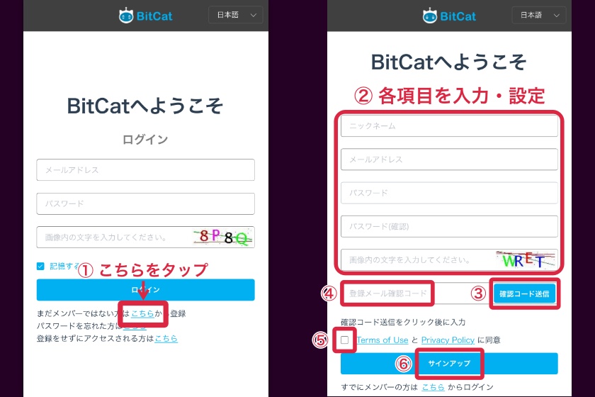 Bitcat 使い方「登録手順SP1」