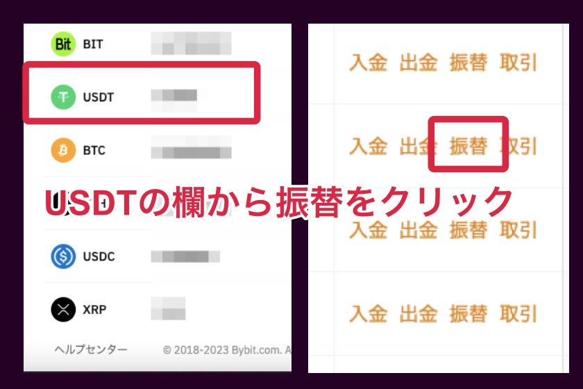 BitCat 使い方「USDTの振替2」