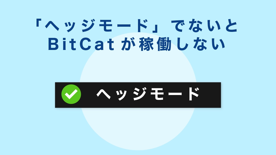 「ヘッジモード」でないとBitCatが稼働しない