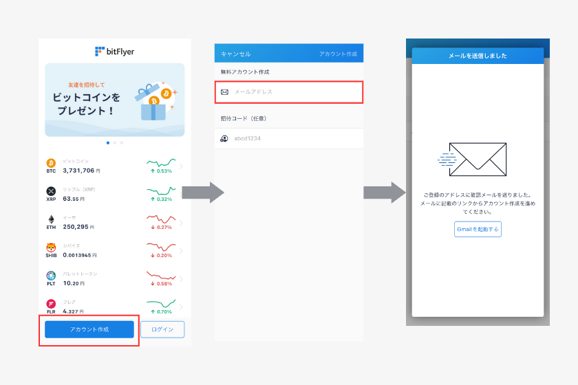 bitFlyer（ビットフライヤー）口座開設スマホアプリ　アカウント登録