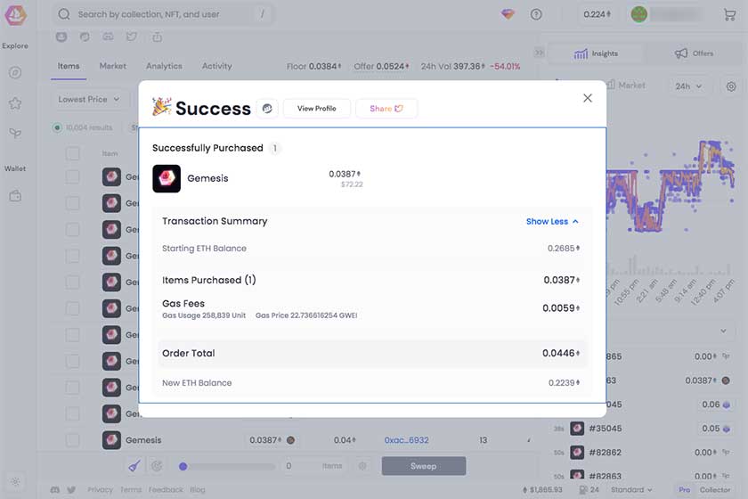 OpenSeaPro使い方「BuySuccess」