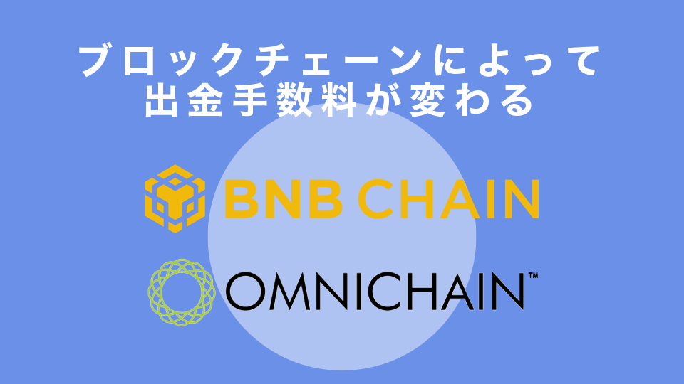 使用するブロックチェーンによって出金手数料が変わる