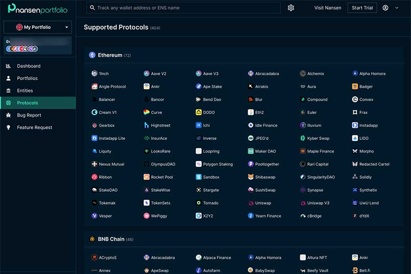 Nansen使い方「PortfolioProtocols」