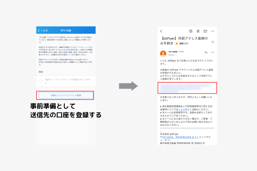 bitFlyer（ビットフライヤー）仮想通貨　送金先アドレス登録①