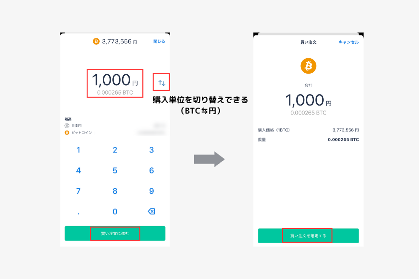 bitFlyer（ビットフライヤー）仮想通貨　購入方法②