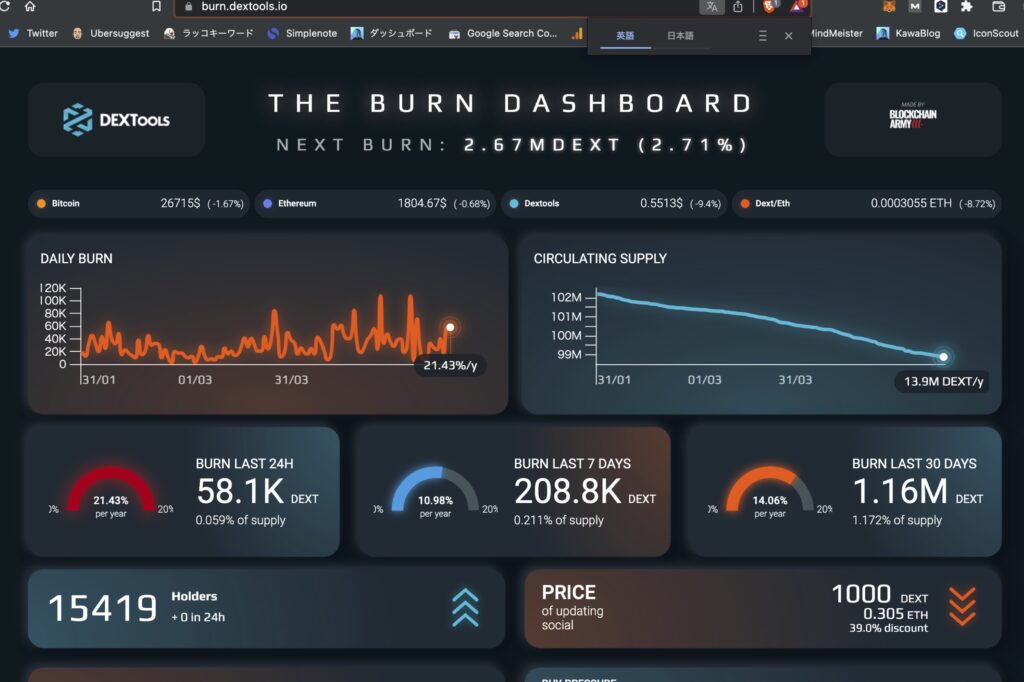 DEX Tools　Burn