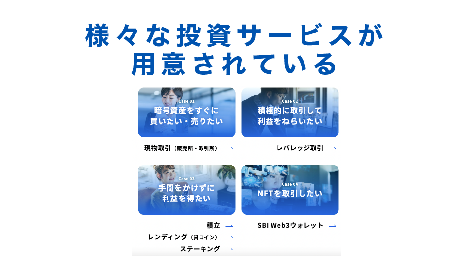 様々な投資サービスが用意されている