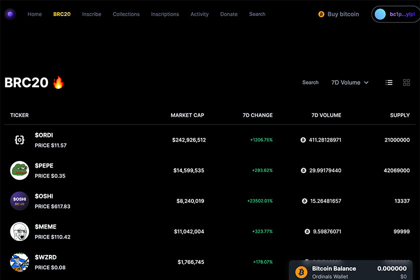 BRC20特徴「OrdinalsBRC20リスト」