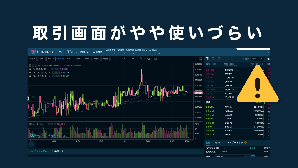 取引画面がやや使いづらい