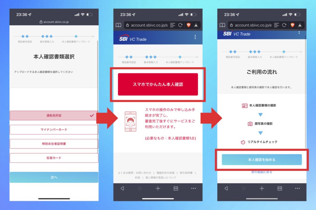 SBI VCトレード　口座開設手順6