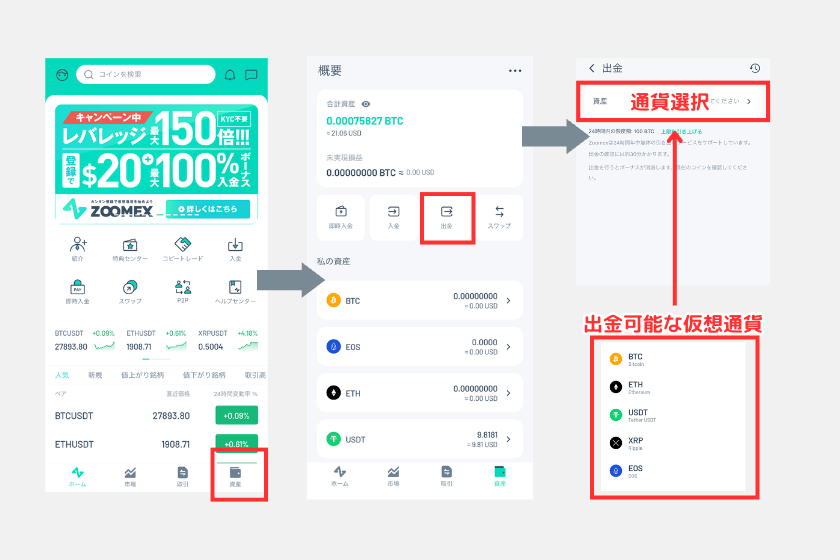 4Zoomex 出金 通貨選択