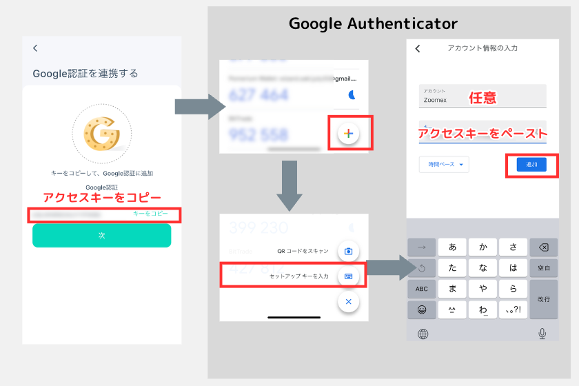 3Zoomex　出金　Google2段階認証　アカウント新規追加