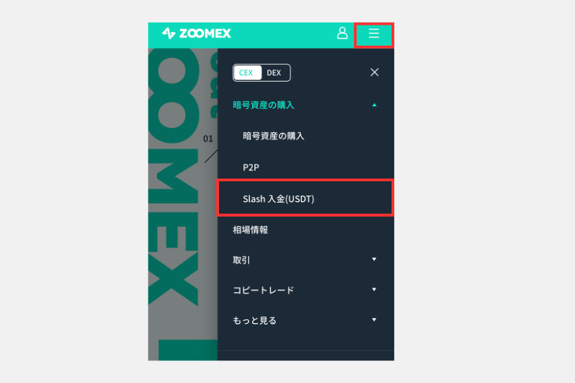 7Zoomex 入金方法 Slash入金