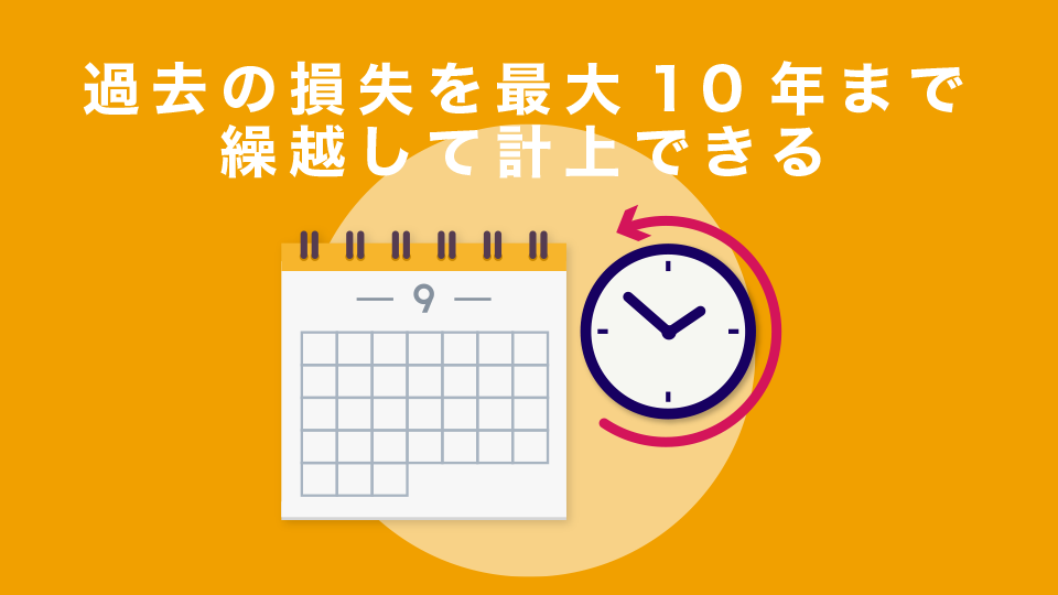 過去の損失を最大10年まで繰越して計上できる