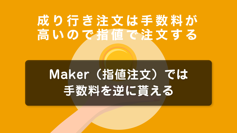 成り行き注文は手数料が高いので指値で注文する