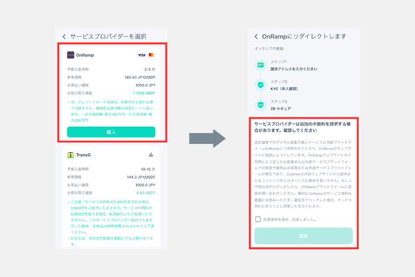 5Zoomex 入金方法 クレジットカード入金　OnRamp