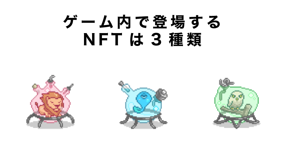 ゲーム内で登場するNFTは3種類