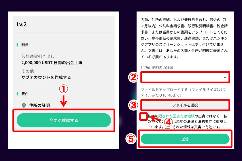 Coincall口座開設「PC&スマホでの本人確認(KYCレベル2)方法2」