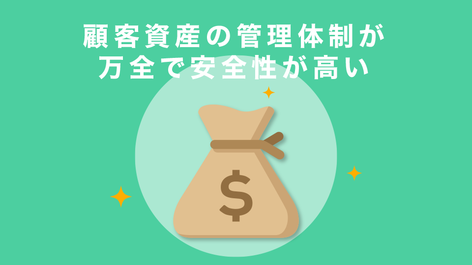 顧客資産の管理体制が万全で安全性が高い