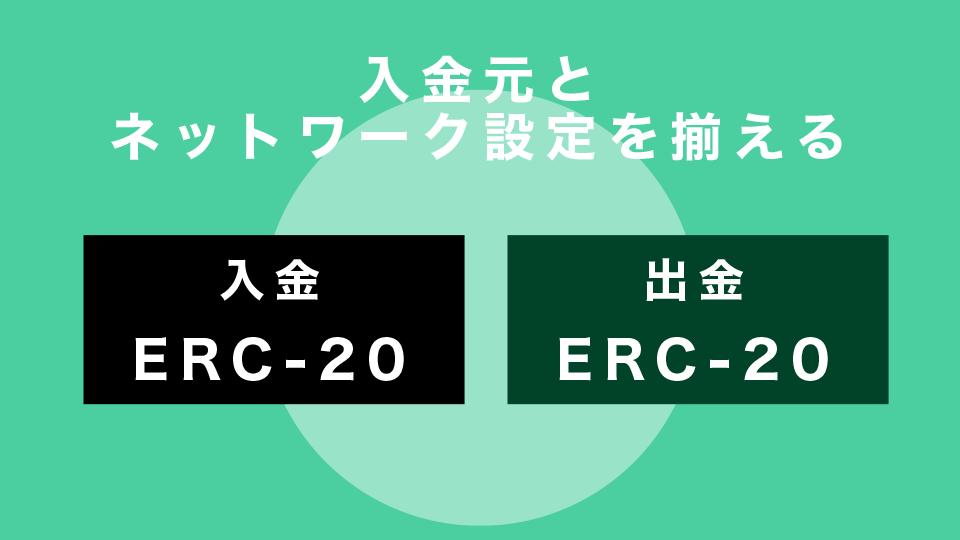 入金元とネットワーク設定を揃える