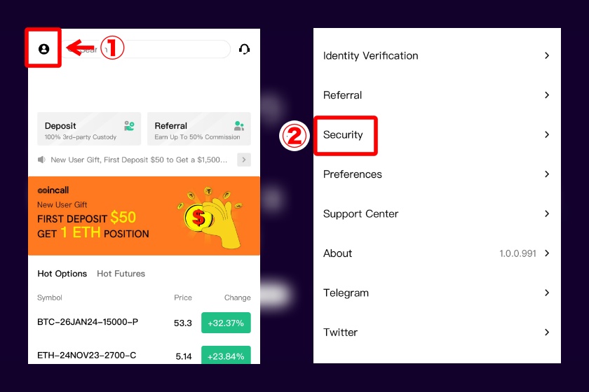 Coincall口座開設「スマホアプリの2要素認証の設定方法1」