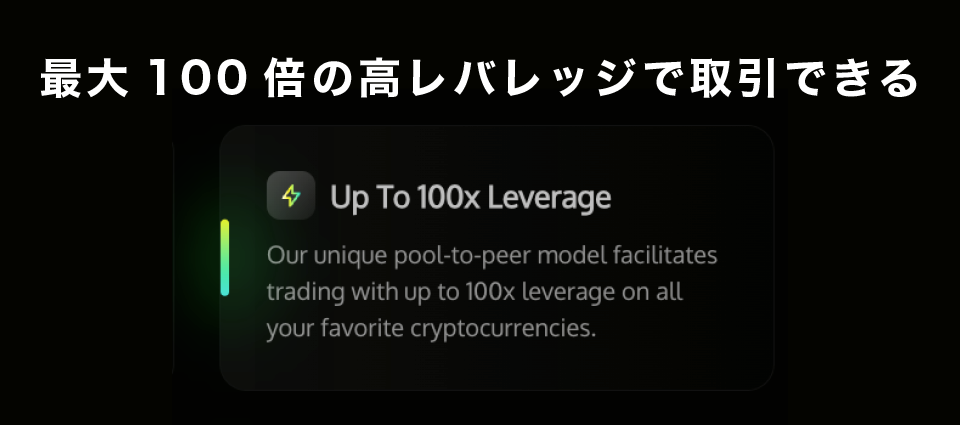 最大100倍の高レバレッジで取引できる