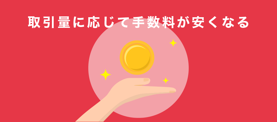 取引量に応じて手数料が安くなる