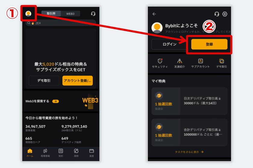 Bybit口座開設「登録手順1」