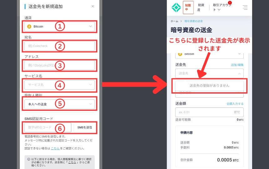 画像03：コインチェックバイビット送金「送金先を間違えない」
