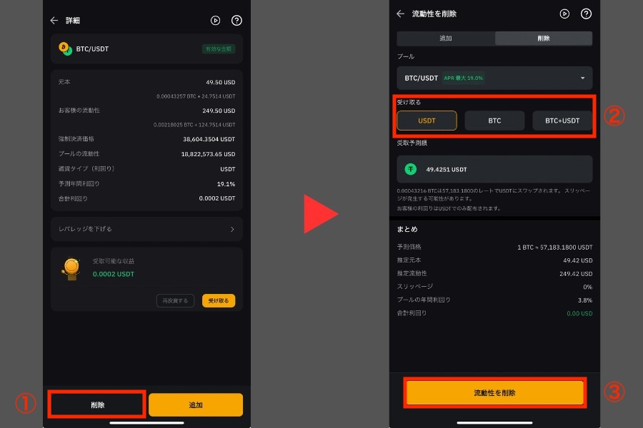 Bybit 流動性マイニング「流動性の削除方法」