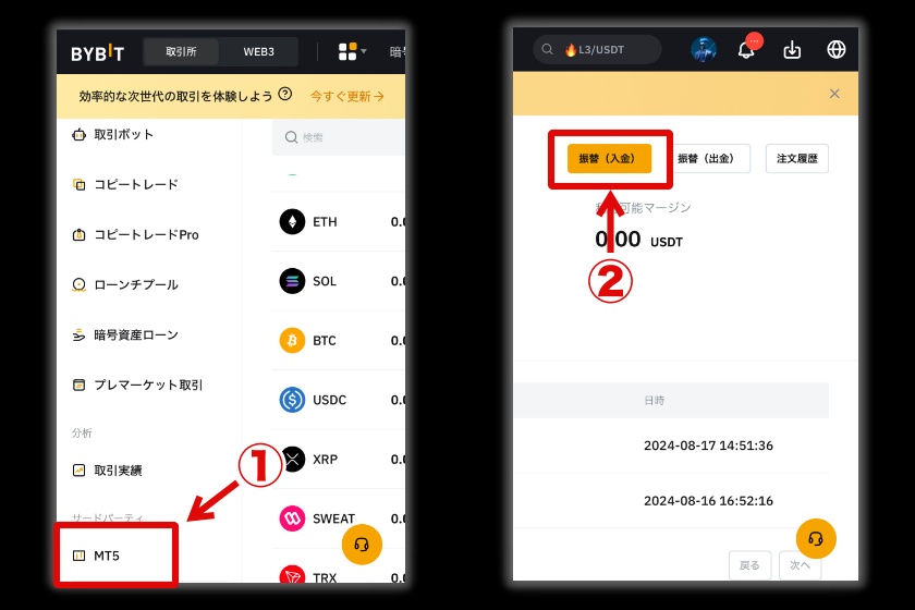 画像12：BybitMT5「MT5アカウントへの入金3」