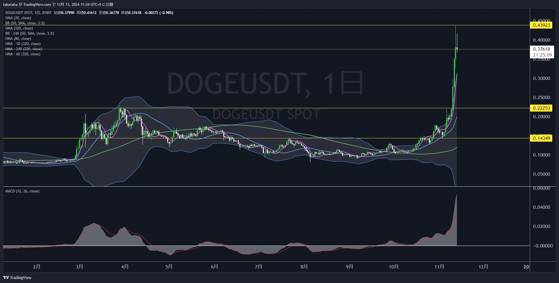 DOGE日足-2024-11-13