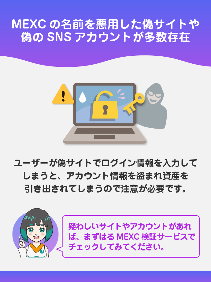 MEXCを装った詐欺サイトが多い