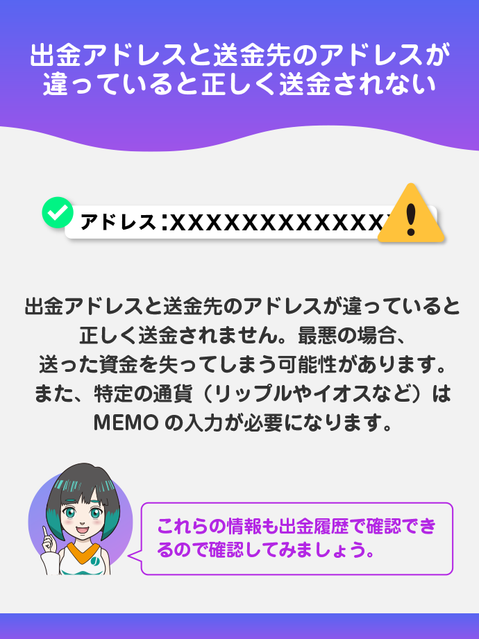 出金する際に入力した情報の確認