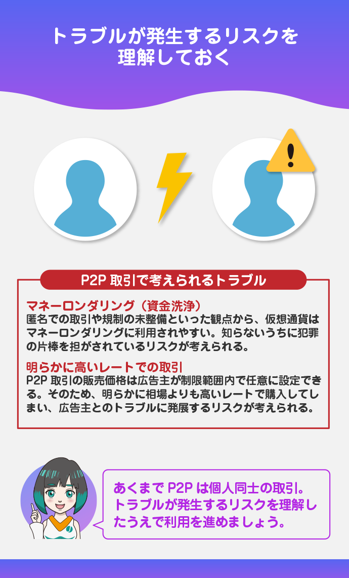 個人取引のためトラブル発生のリスクがある