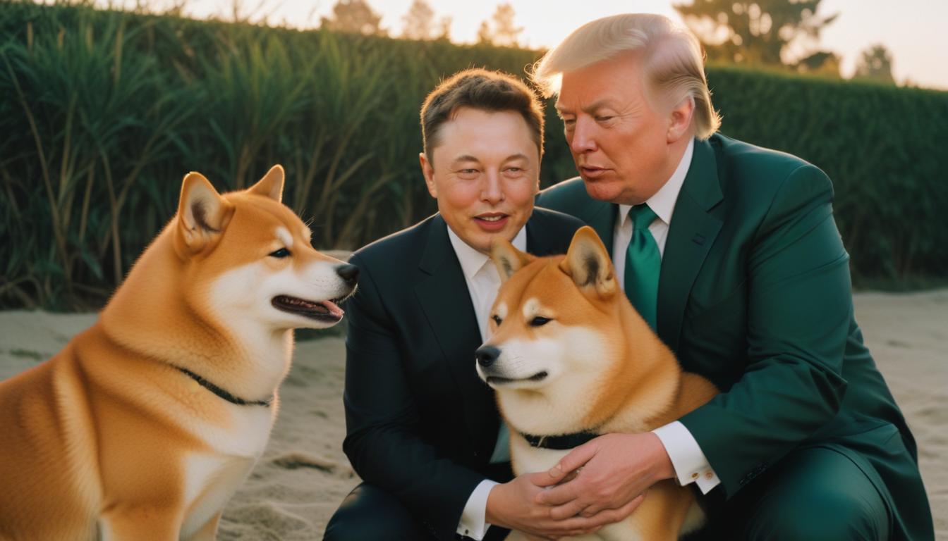 ドナルドトランプとイーロンマスクと芝犬