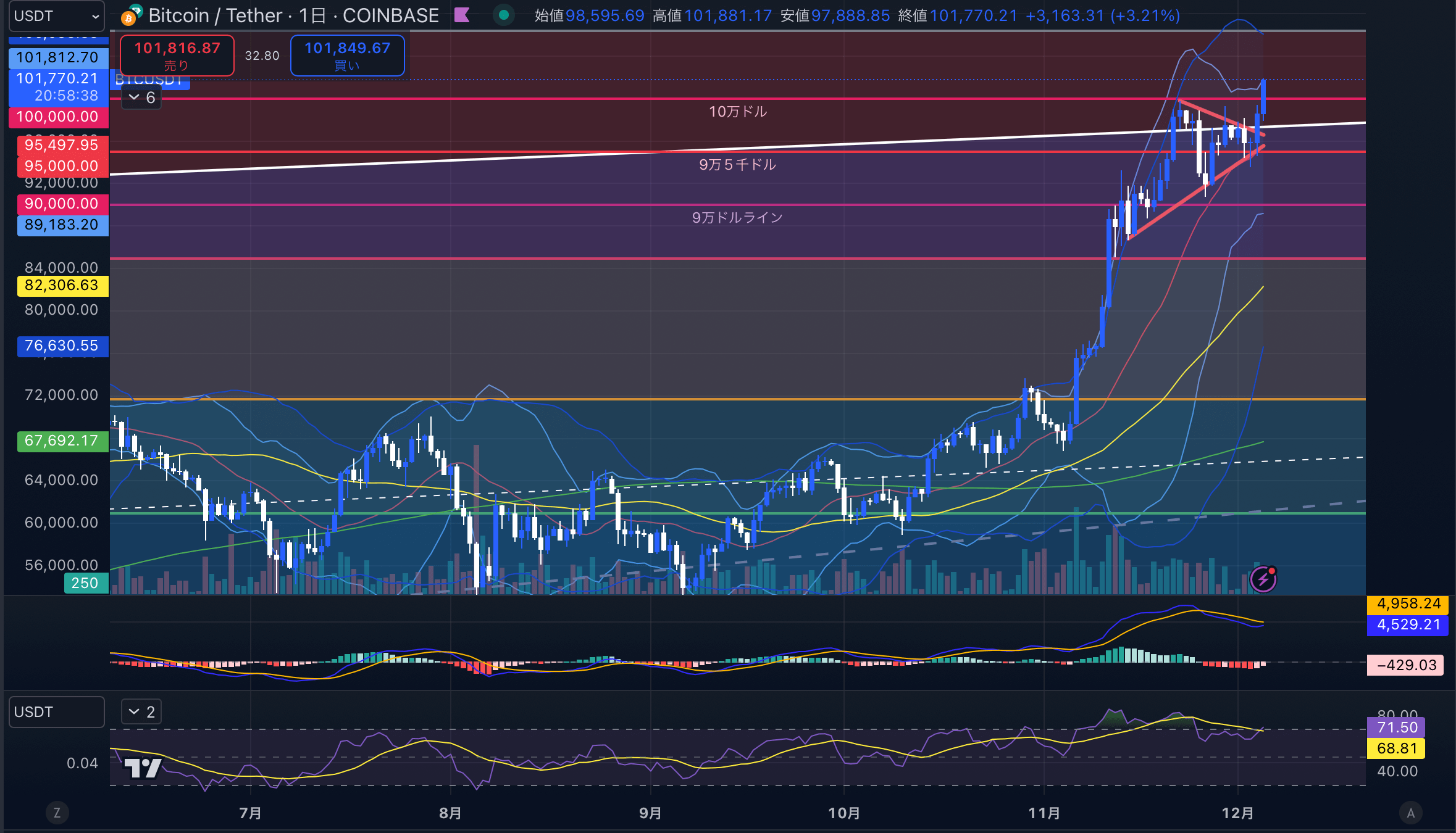 BTCUSD(ビットコイン/ドル)-1day(日足)2024年12月05日